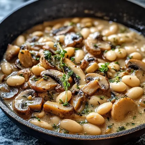 Cremige weiße Bohnen und Pilz-Pfanne