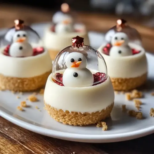 Schneekugel Käsekuchen Bissen