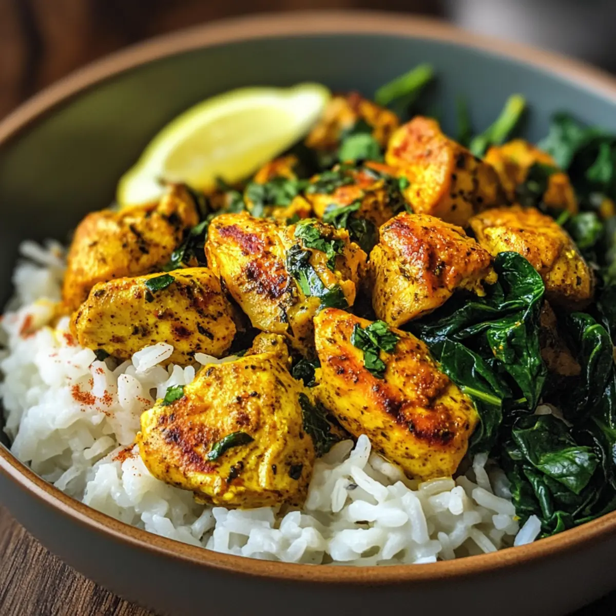 Kurkuma-Hühnchen und Reis