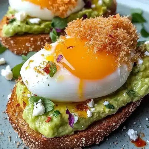 Knusprig Panko Panierte Pochierte Eier auf Avocado Toast