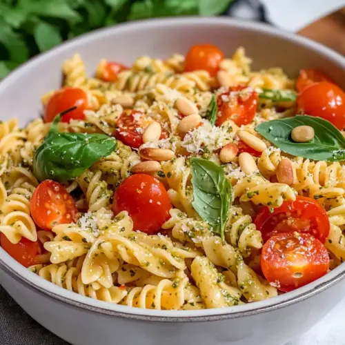 Nudelsalat mit Pesto und Rucola