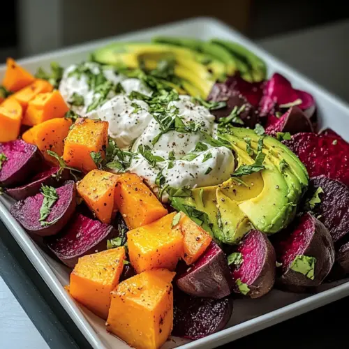 Röstdelich Rote Bete Süßkartoffel & Avocado Salat
